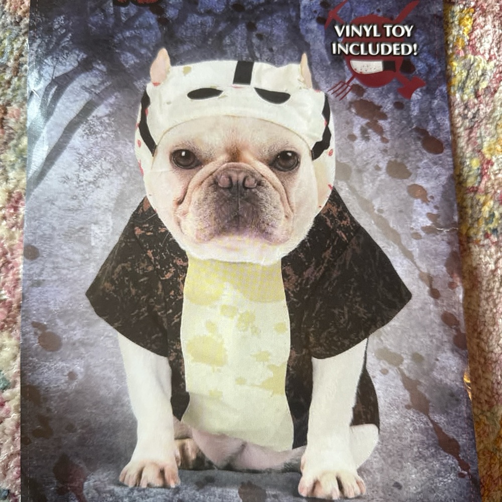 JASON VOORHEES Dog Halloween Costume with Vinyl Toy